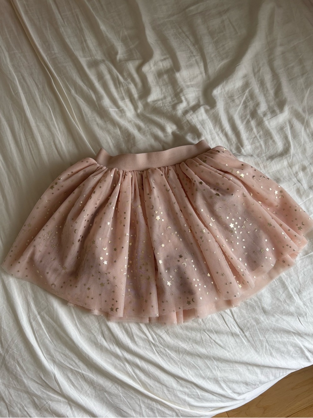 Girl's Pink Tulle Tutu Skirt with Gold Stars